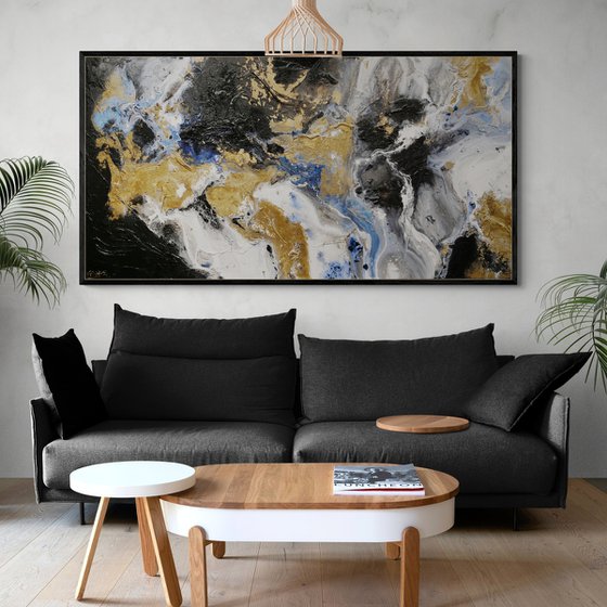 Golden Potion 190cm x 100cm Textured Abstract Art