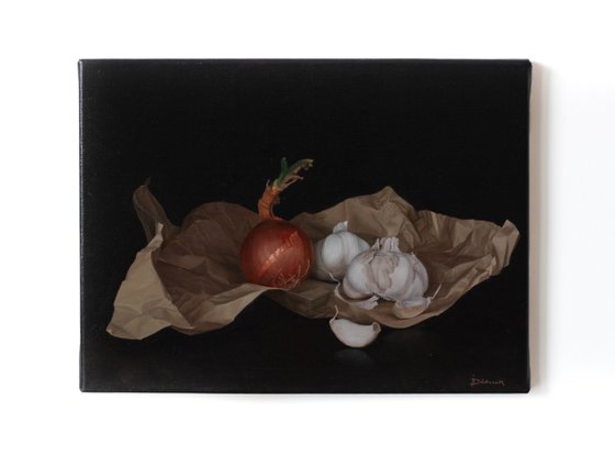 Still Life with Garlic and Onion
