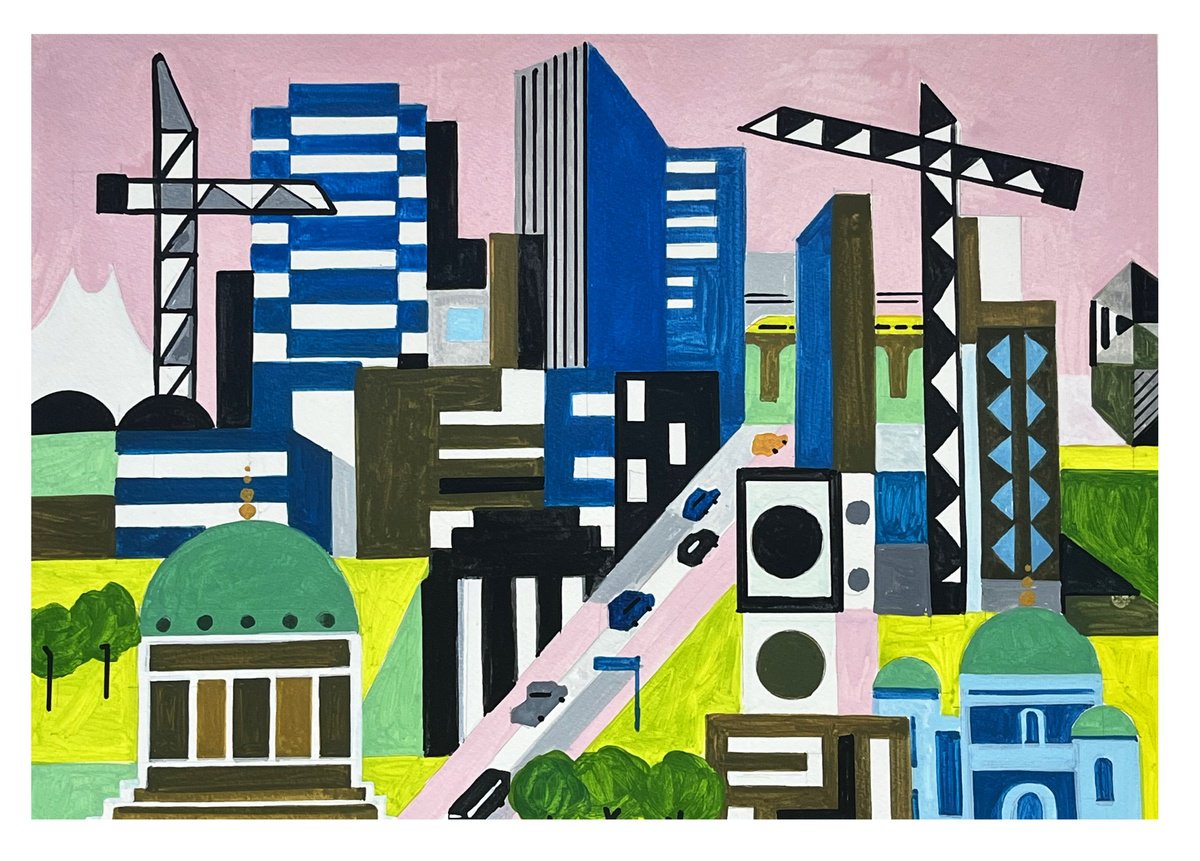 Urban And Pop Acrylic Painting , Berlin-01 By Andre Baldet, 17 X 13, Artwork For Sale On Artfinder
