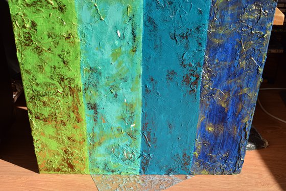 Blue & Green Stripes / 152 cm x 60 cm