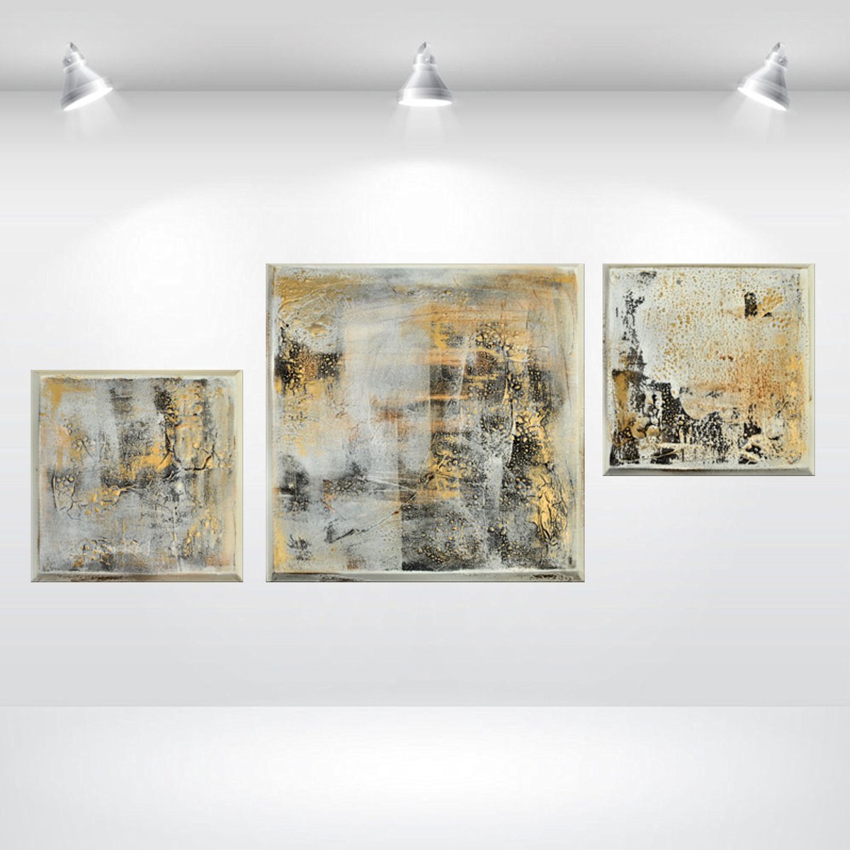 Abstract Acrylic Painting By Edelgard Schroer, 28 X 12, Urban Gold, Original Artwork