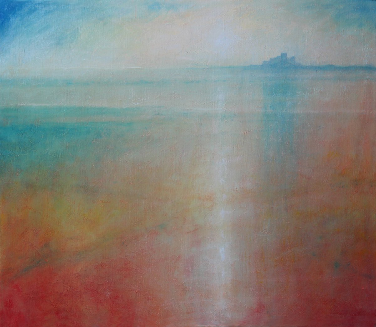 Impressionistic Landscape Oil Painting By Derek Hare, 30 X 26, Bamburgh, Original Artwork