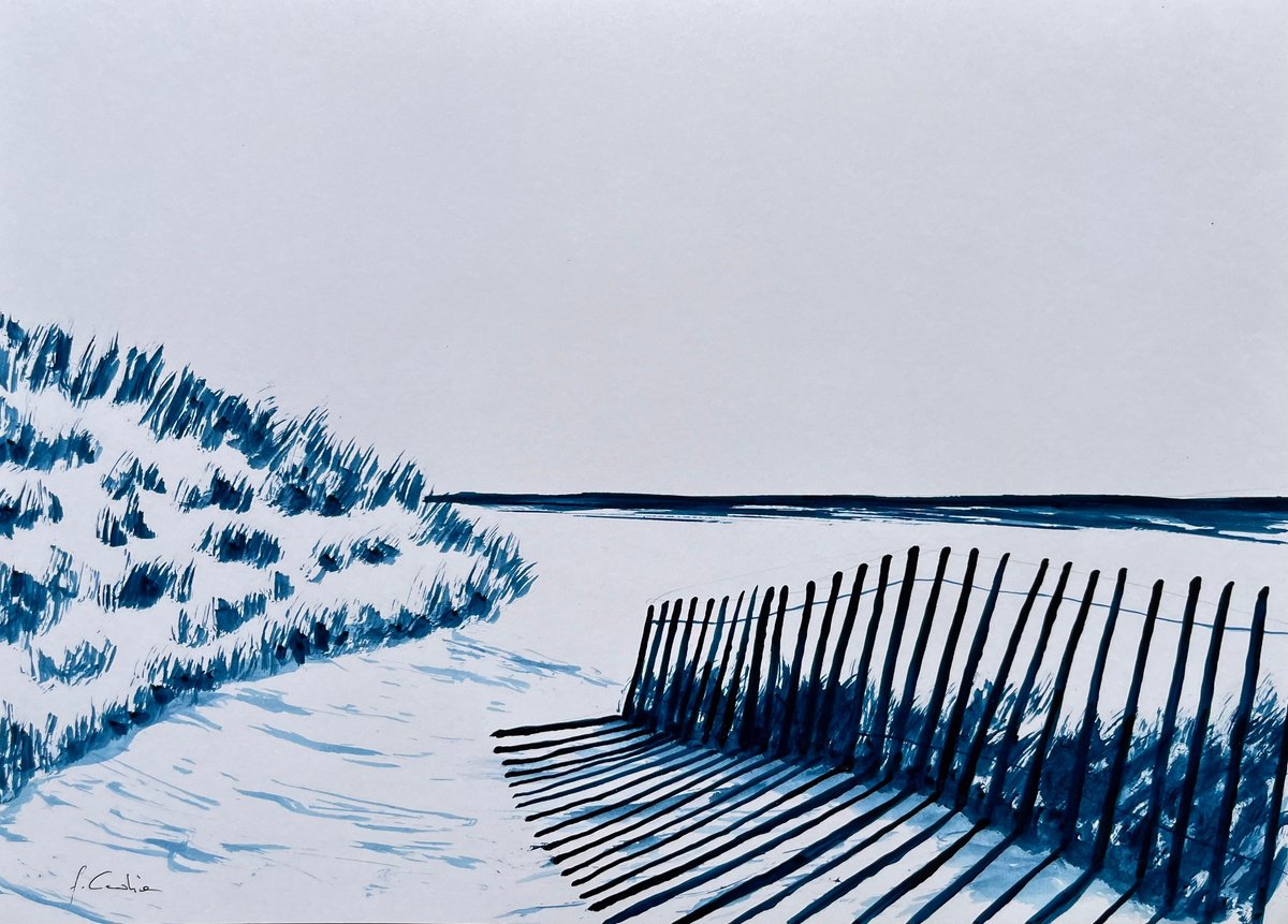 Ink Drawing , Beach Enter By Cadiou Frederic, 13 X 9, Artwork For Sale On Artfinder