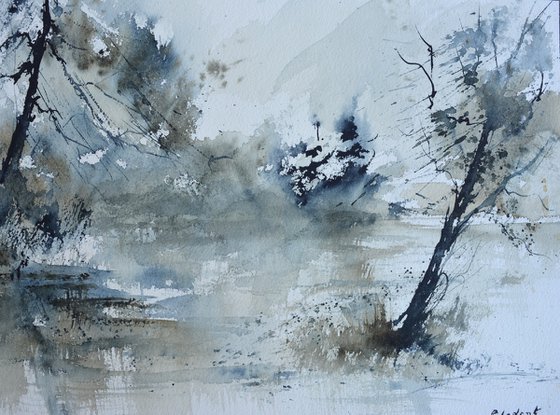 Misty waters - watercolor