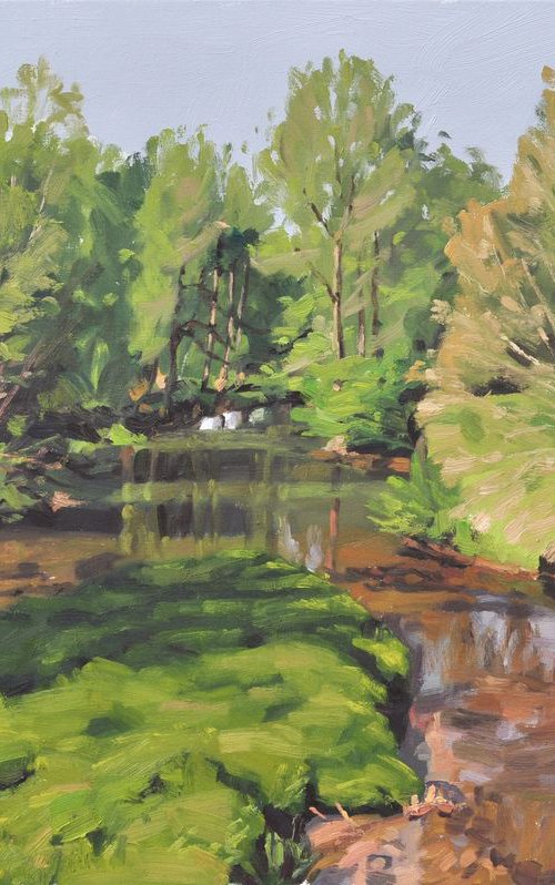 May 10, the banks of the river, morning light by ANNE BAUDEQUIN