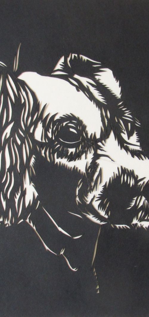 Cocker spaniel portrait paper cut by Alfred  Ng