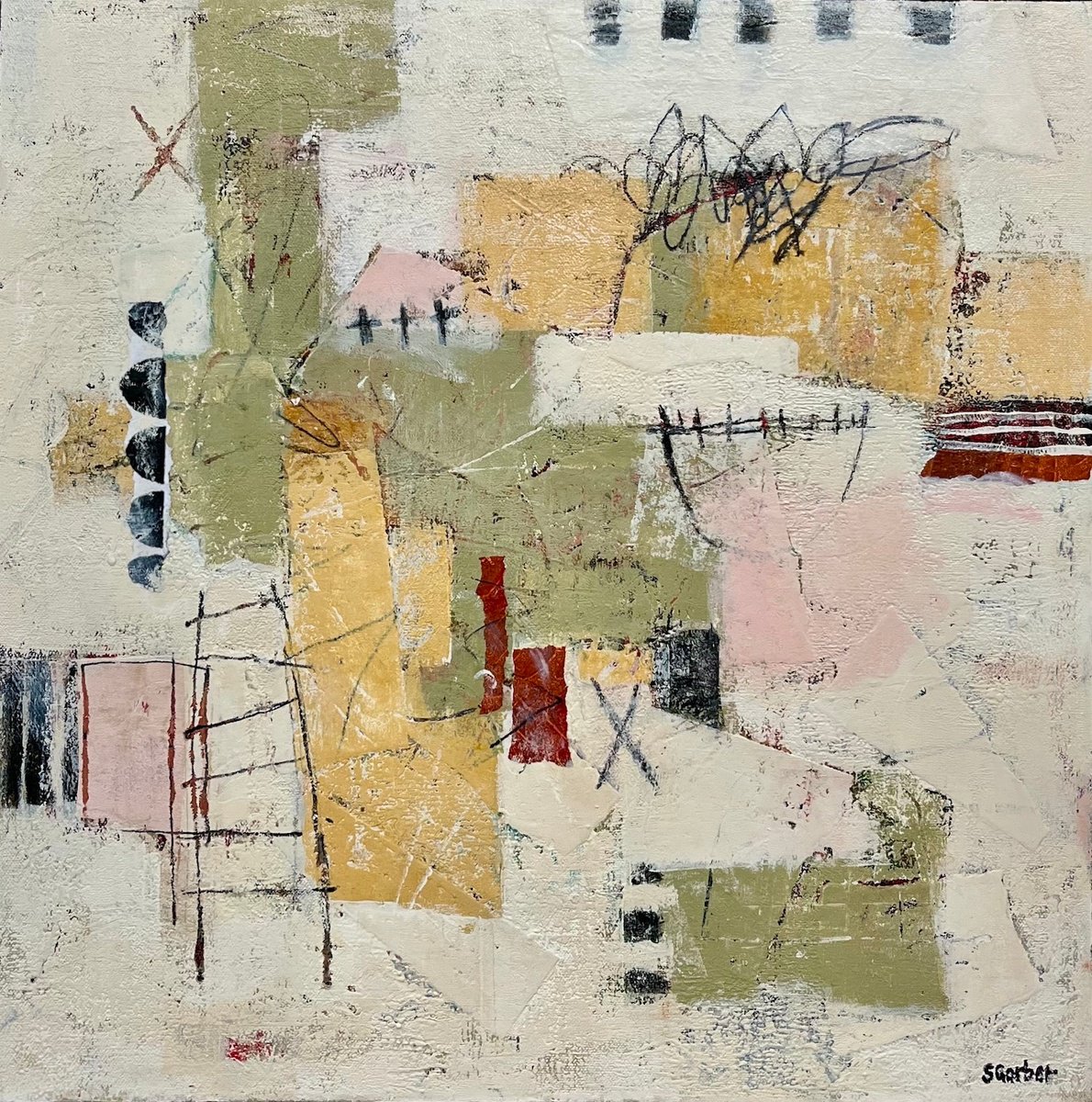 Geometric Painting , Edamame By Shellie Garber, 20 X 20, Artwork For Sale On Artfinder