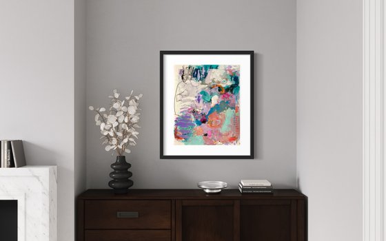 Shake Your Tail Feathers - colorful energetic bold abstract painting raw art