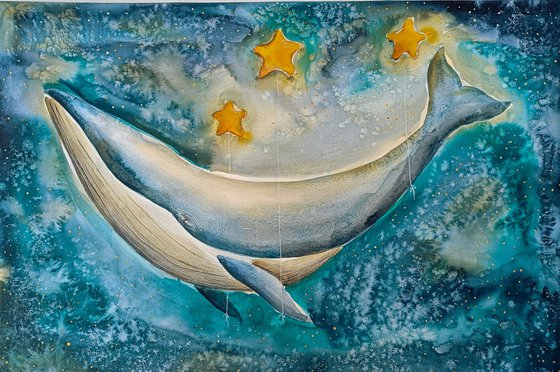 Blue Whale With Stars