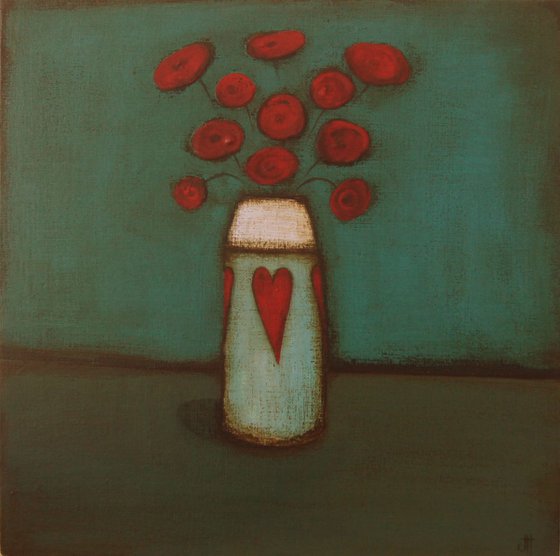 Poppies in Vase..., commission for Margo