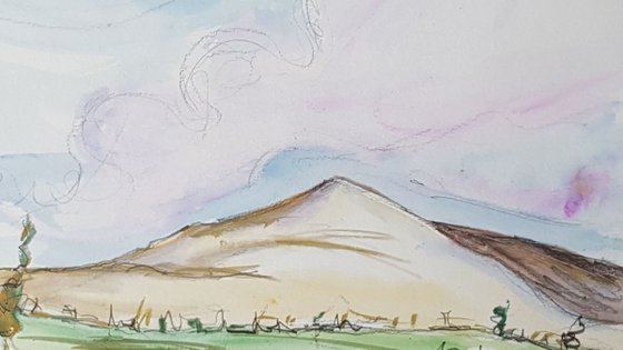 The Mourne Mountains - a watercolour and pencil study of Slieve Meelmore