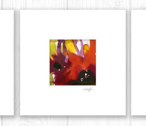 Abstract Florals Collection 12 - 3 Flower Paintings in mats by Kathy Morton Stanion by Kathy Morton Stanion