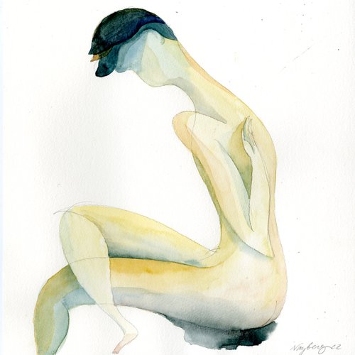 Sitting Nude by Yevgenia Nayberg