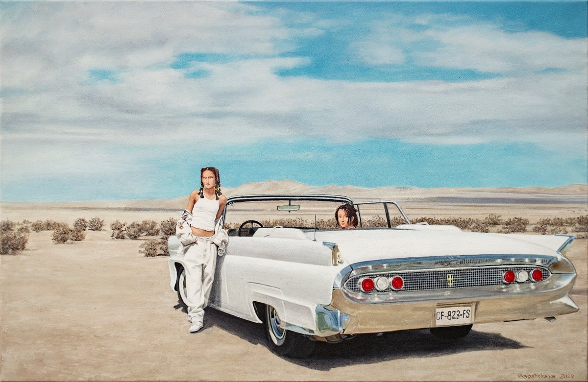 Photorealistic Portrait Acrylic Painting By Nataliya Bagatskaya, 39 X 26", White Lincoln, Original Artwork