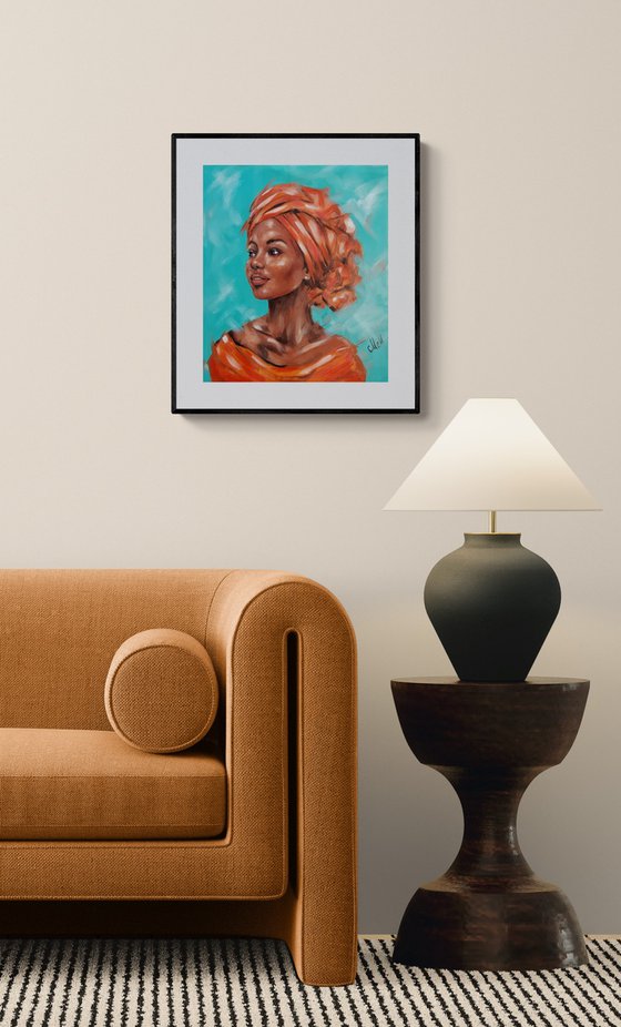 Radiant African Grace - oil portrait painting