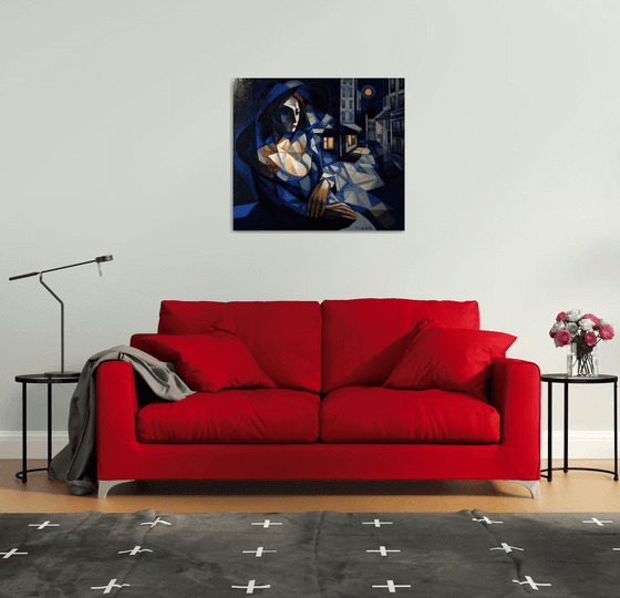 Night(90x80cm,  oil painting, ready to hang)