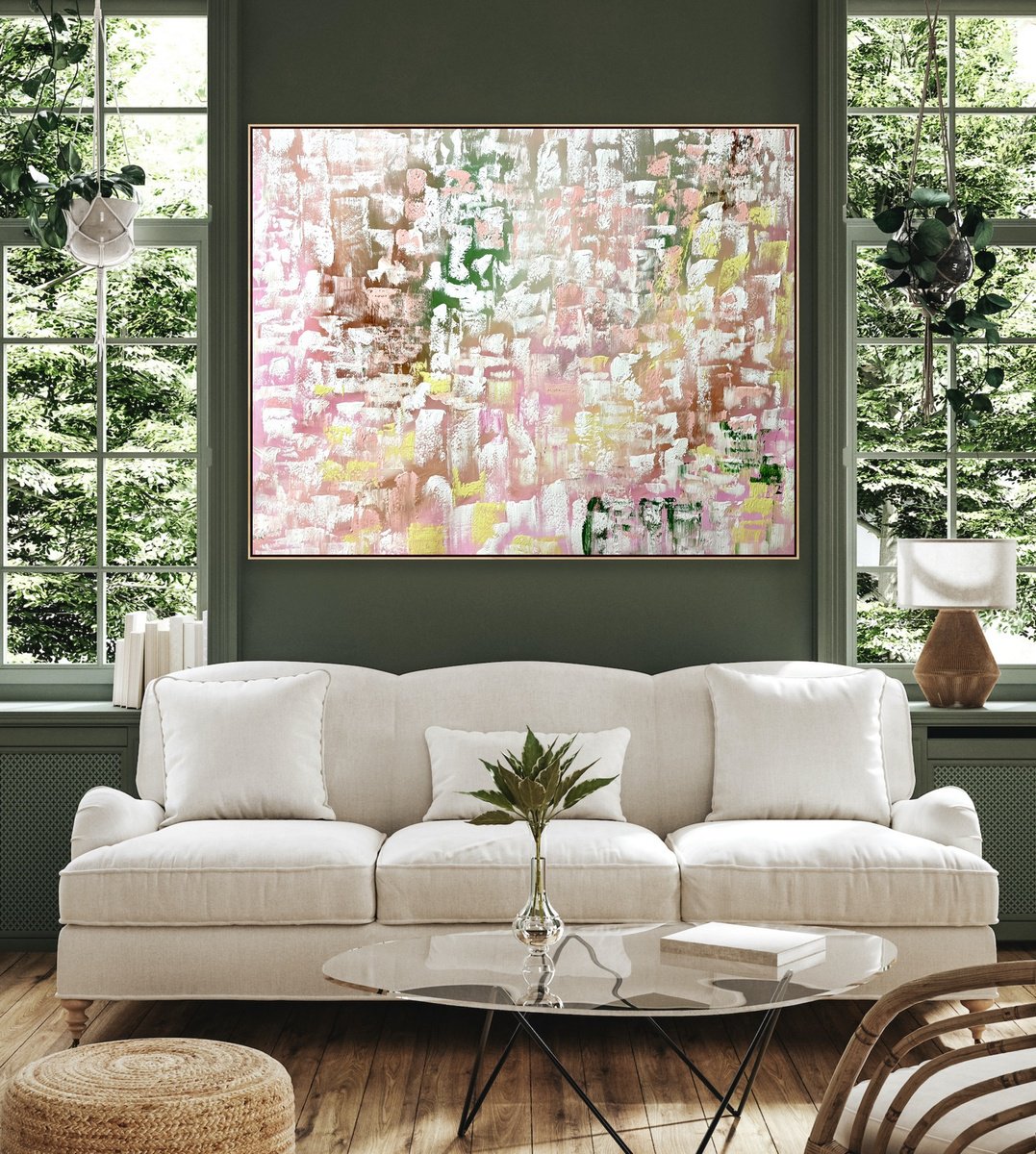 Geometric Abstract Acrylic Painting By Alanah Jarvis, 71 X 55, Echoes Of Renewal, Original Artwork