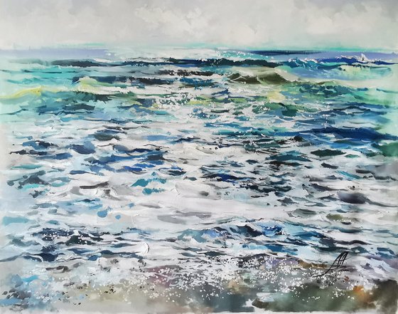 Large sea painting, Seascape canvas art