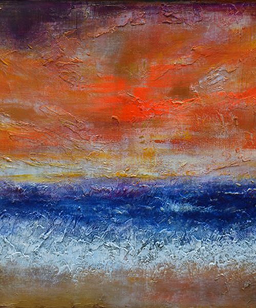 DRAMATIC SUNSET OVER THE SEA by VANADA ABSTRACT ART