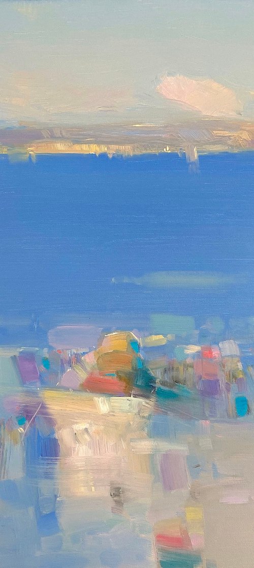 Fishing Boat, Original oil painting, Handmade artwork, One of a kind by Vahe Yeremyan