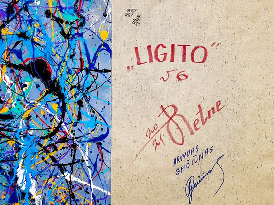 - Ligito N-6 - (W)130x(H)96 cm. Style of JACKSON POLLOCK. Abstract Expressionism Painting