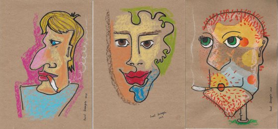 Cartoon faces (3 pieces)