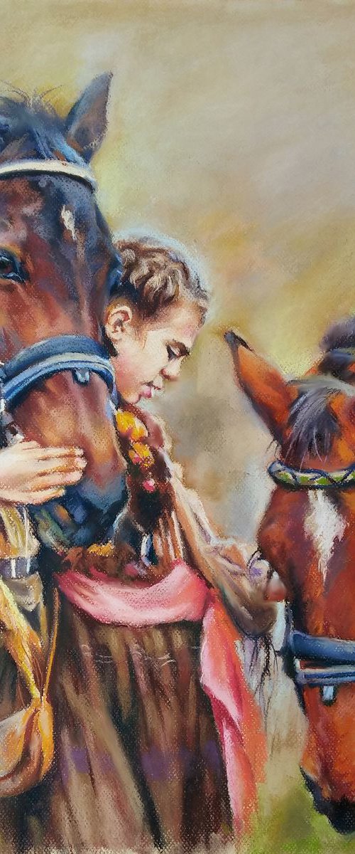 Girl with horses by Magdalena Palega