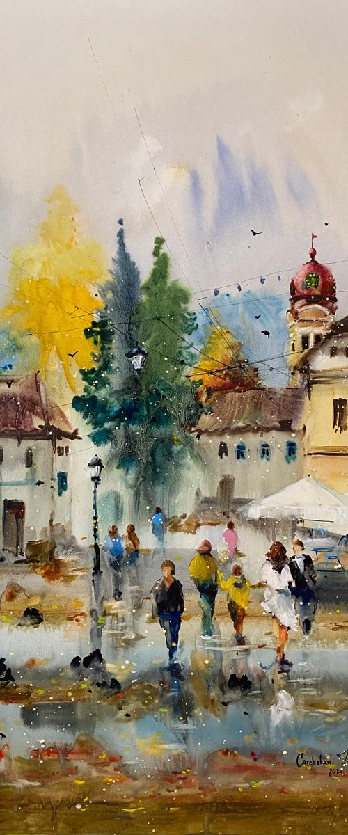 Sold Watercolor “Legendary places.Maramures” perfect gift by Iulia Carchelan