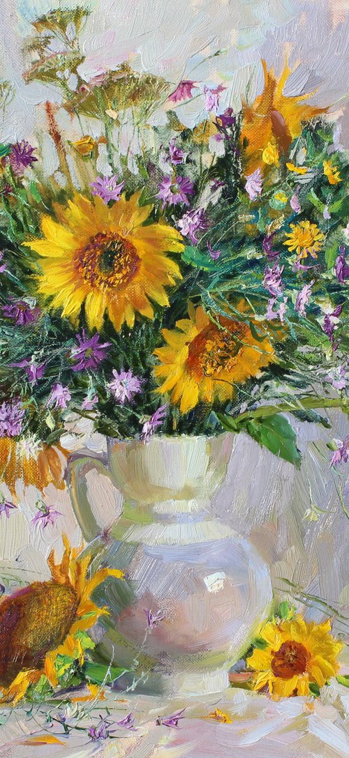 Wildflowers and sunflowers by Volodymyr Tarabanov
