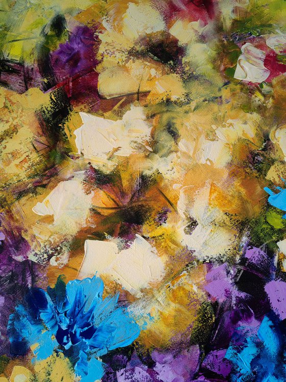 "Euphoria I" from "Colours of Summer" collection, abstract flower painting