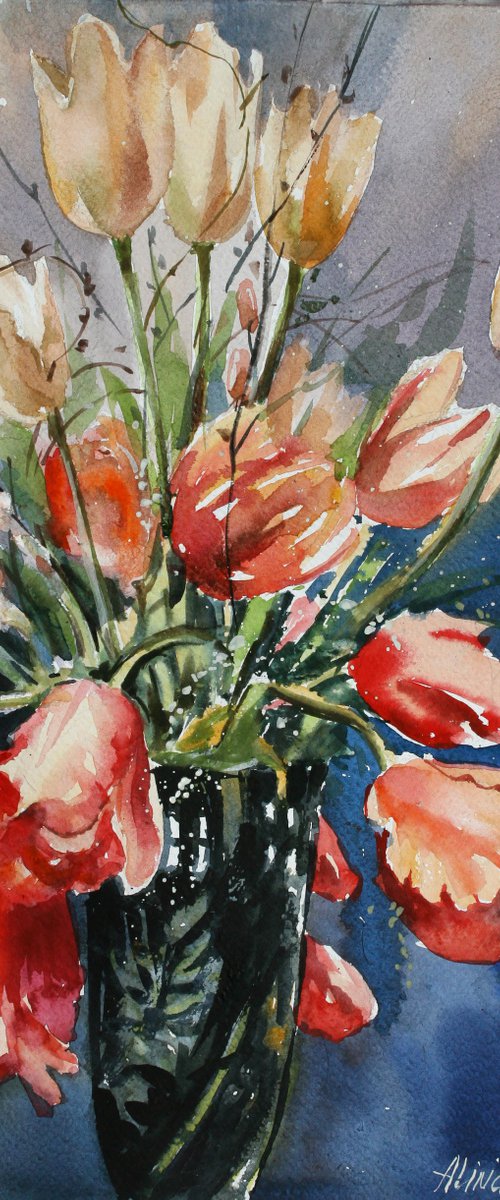 Bouquet of tulips by Alina Shmygol