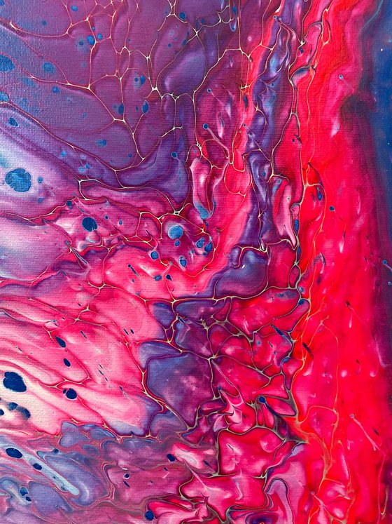 "Duality" - FREE USA SHIPPING - Original Abstract PMS Fluid Acrylic Painting - 16 x 20 inches