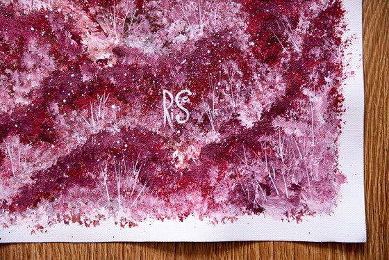 Pink and burgundy blooming landscape