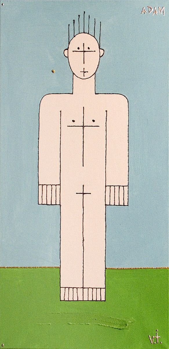 Impressionistic Portrait Acrylic Painting By Viktor Ivaniv, 16 X 31", Adam, Original Artwork