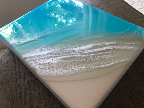 White Sand Beach Infinite Blue Ocean Painting
