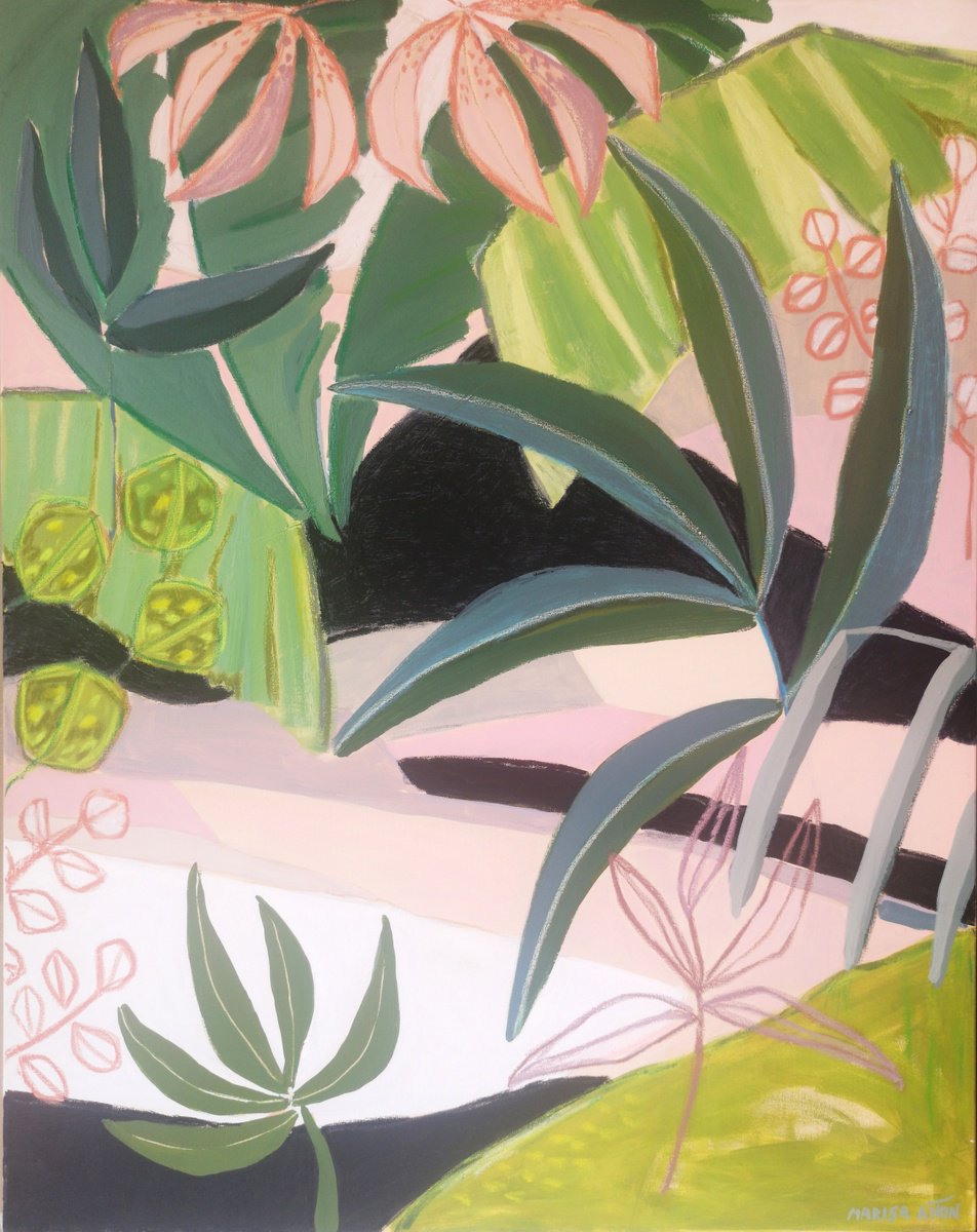 Organic Landscape Painting By Marisa Anon, 29 X 36", Jungle, Original Artwork