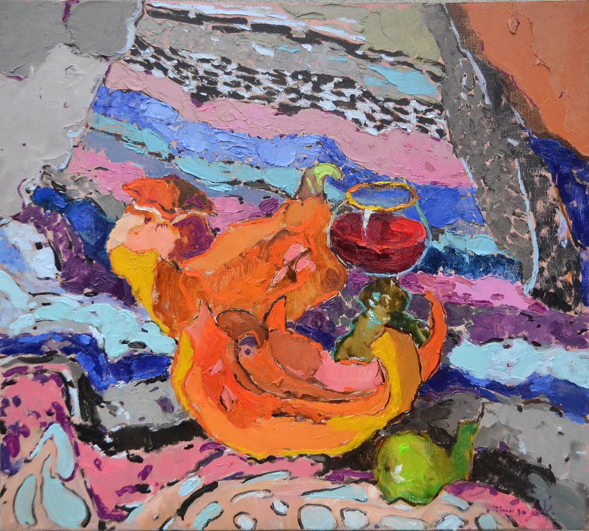 A Glass Of Wine By Alexander Shandor, 26 X 24, Artwork For Sale On Artfinder