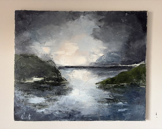 Stormy Reflections Knife landscape dark tones