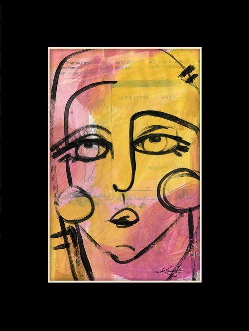 Funky Face 3-912 - Mixed Media Collage Painting by Kathy Morton Stanion by Kathy Morton Stanion
