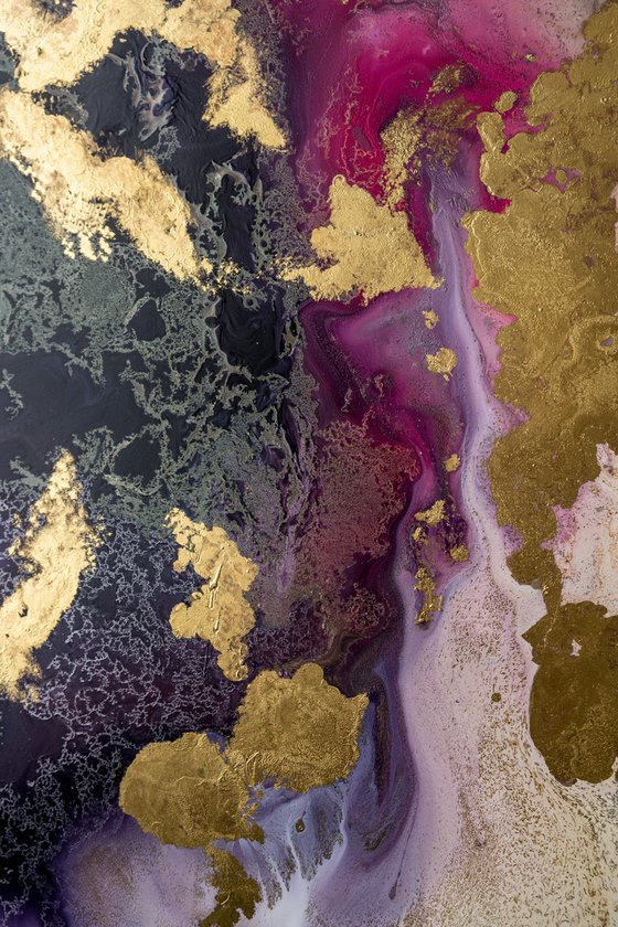 Pink and Gold Abstract Art