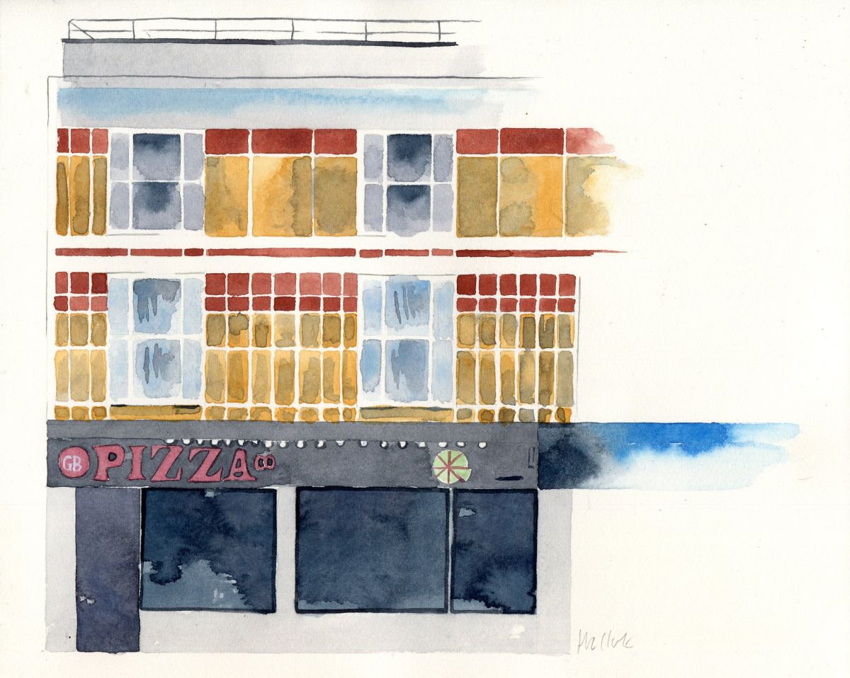 GB Pizza, Margate Watercolour by Hannah Clark