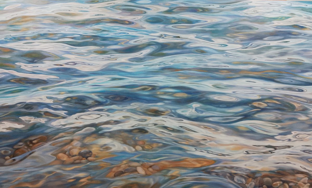 Photorealistic Landscape Oil Painting By Peter Goodhall, 70 X 40", Somewhere Beyond The Sea, Original Artwork