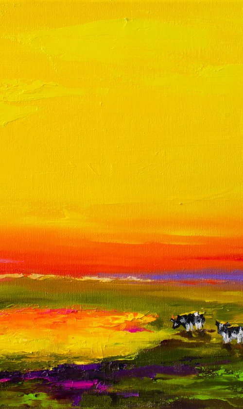 Chromatic Sunset — Golden Field Glow by Zhanna Kondratenko