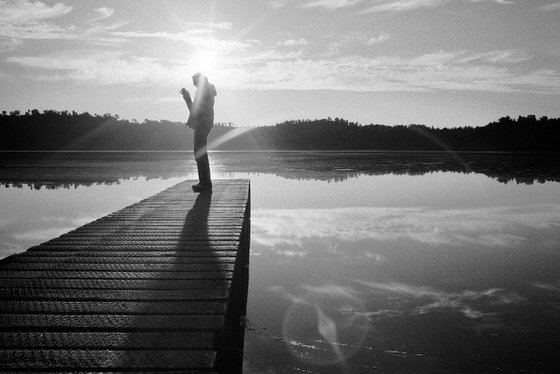 Winter Lake Silhouette, New Zealand