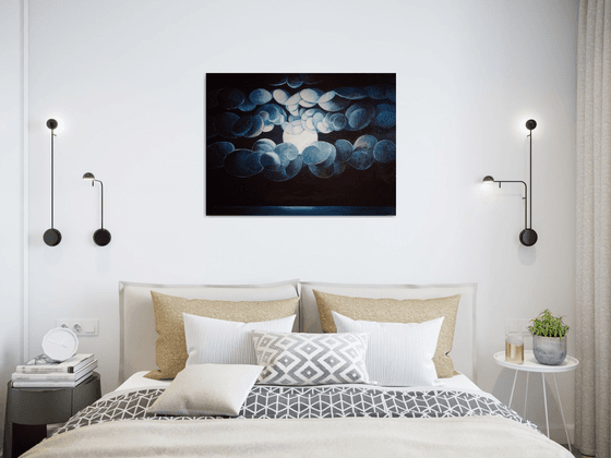 Moonlight (60x80cm, cubism, oil painting, ready to hang)