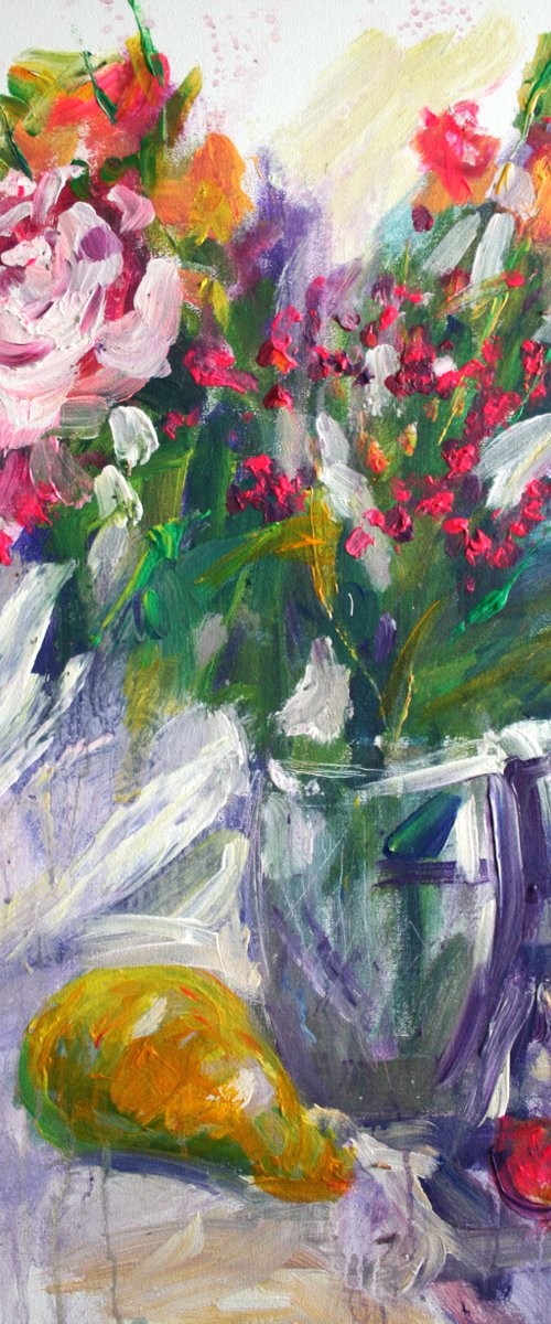 Bouquet of Spring /  ORIGINAL ACRYLIC PAINTING by Salana Art Gallery