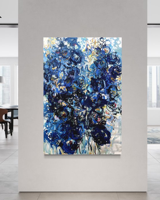 Blue flowers.