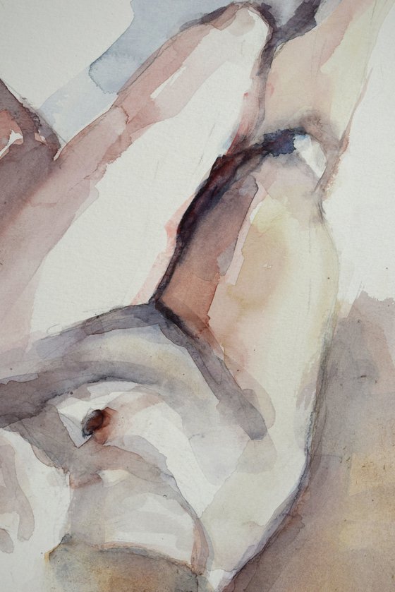 Nude lying pose IV from above