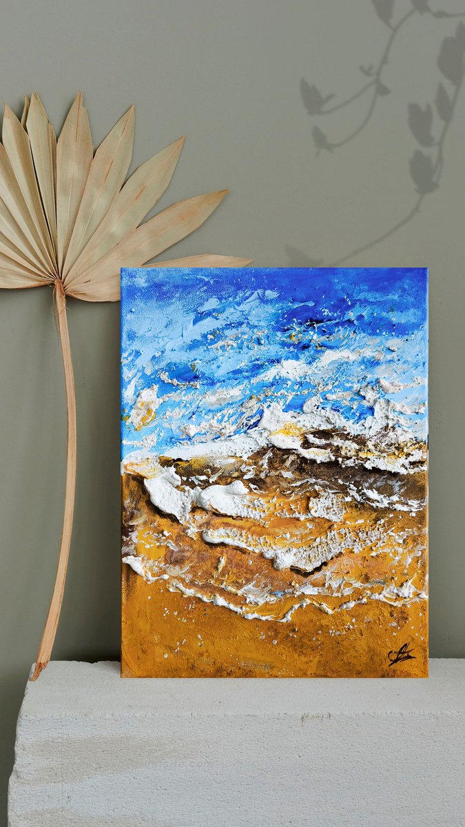 Impressionistic Landscape Oil Painting By Annet Loginova, 12 X 16, Textured Seascape, Original Artwork