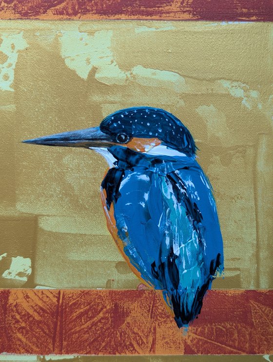 Seven kingfishers in acrylic